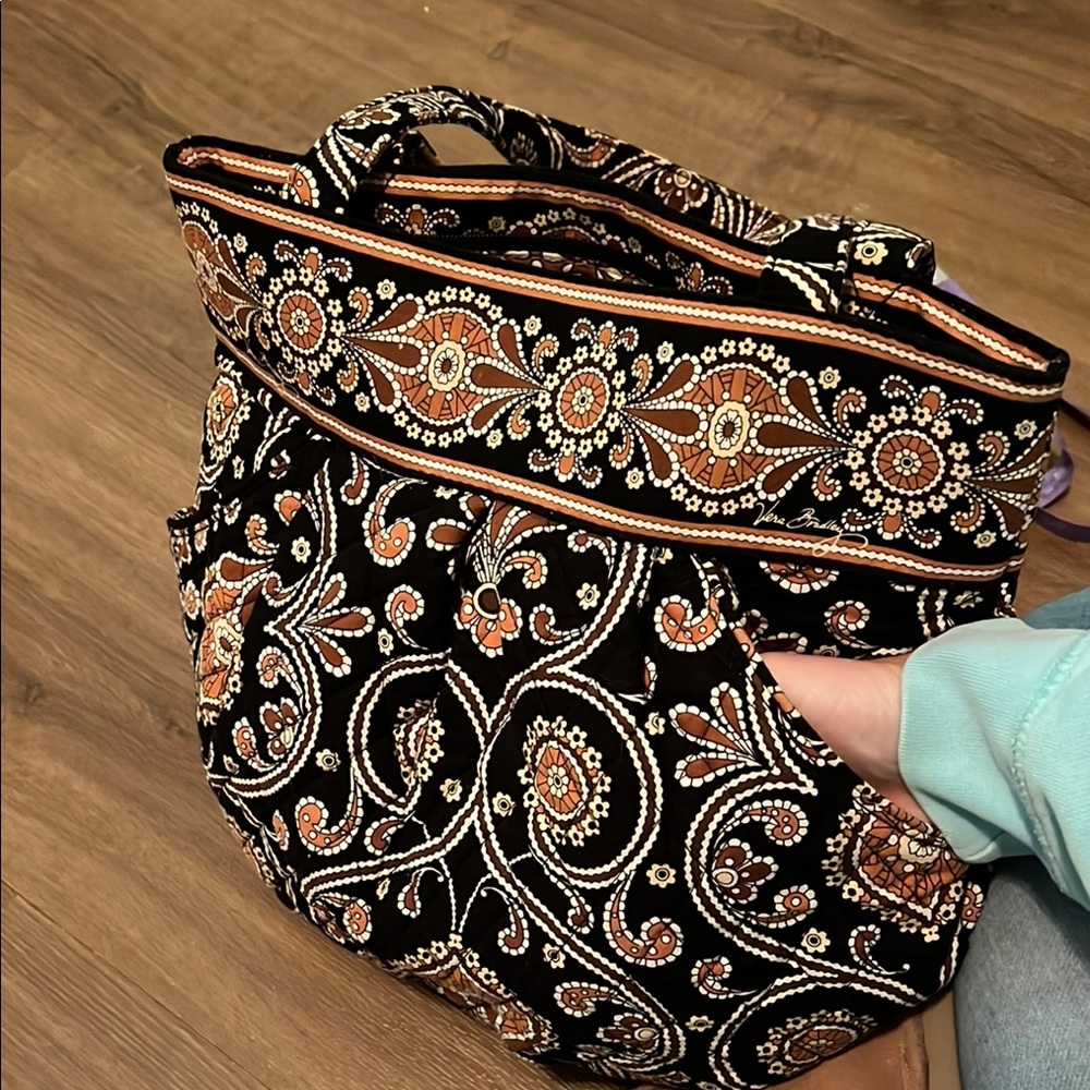 Vera Bradley Tote Bag Purse Shoulder Bag Morgan Cafe Latte Black Tan Brown - Picture 5 of 9